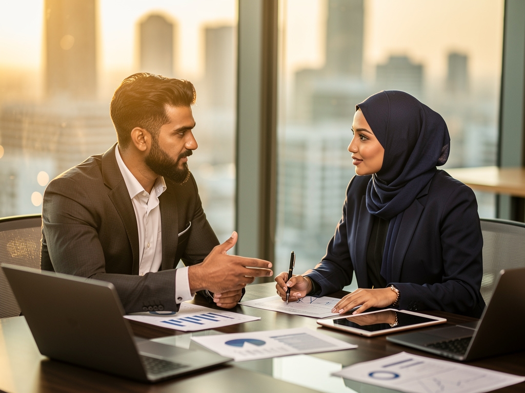 فريق عمل سعودي يتعاون في بيئة احترافية